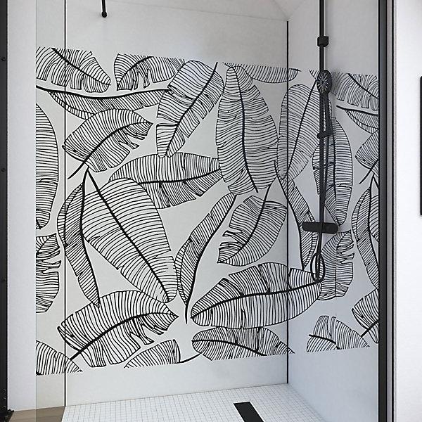 Paroi de douche à l'italienne noir Galedo Jungle sérigraphié 120cm