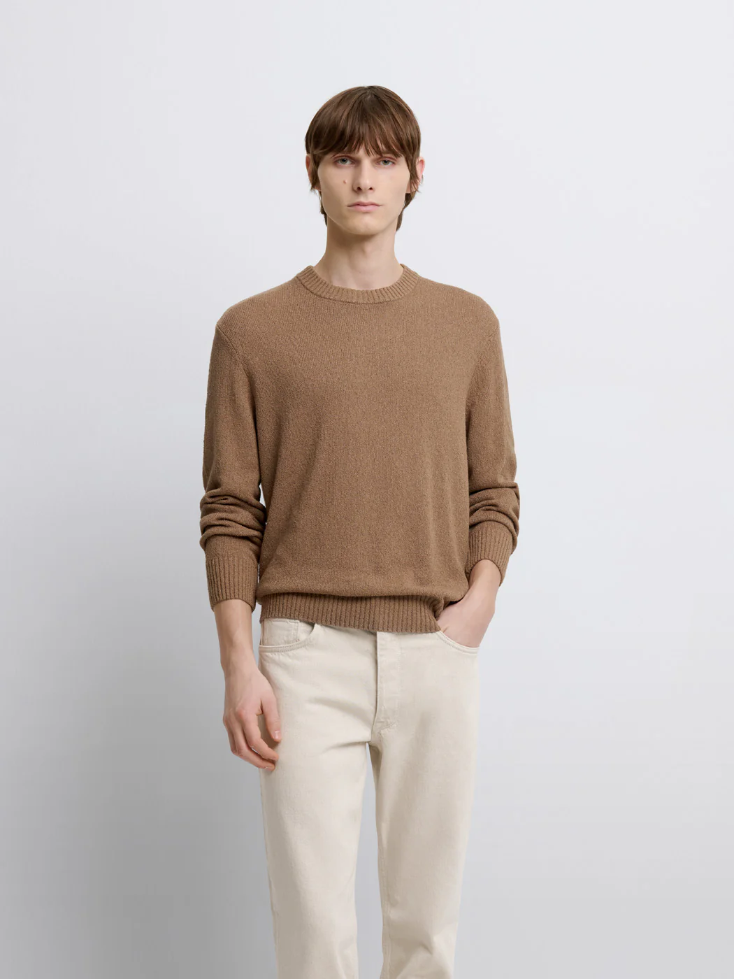 Pull col rond en coton-lin