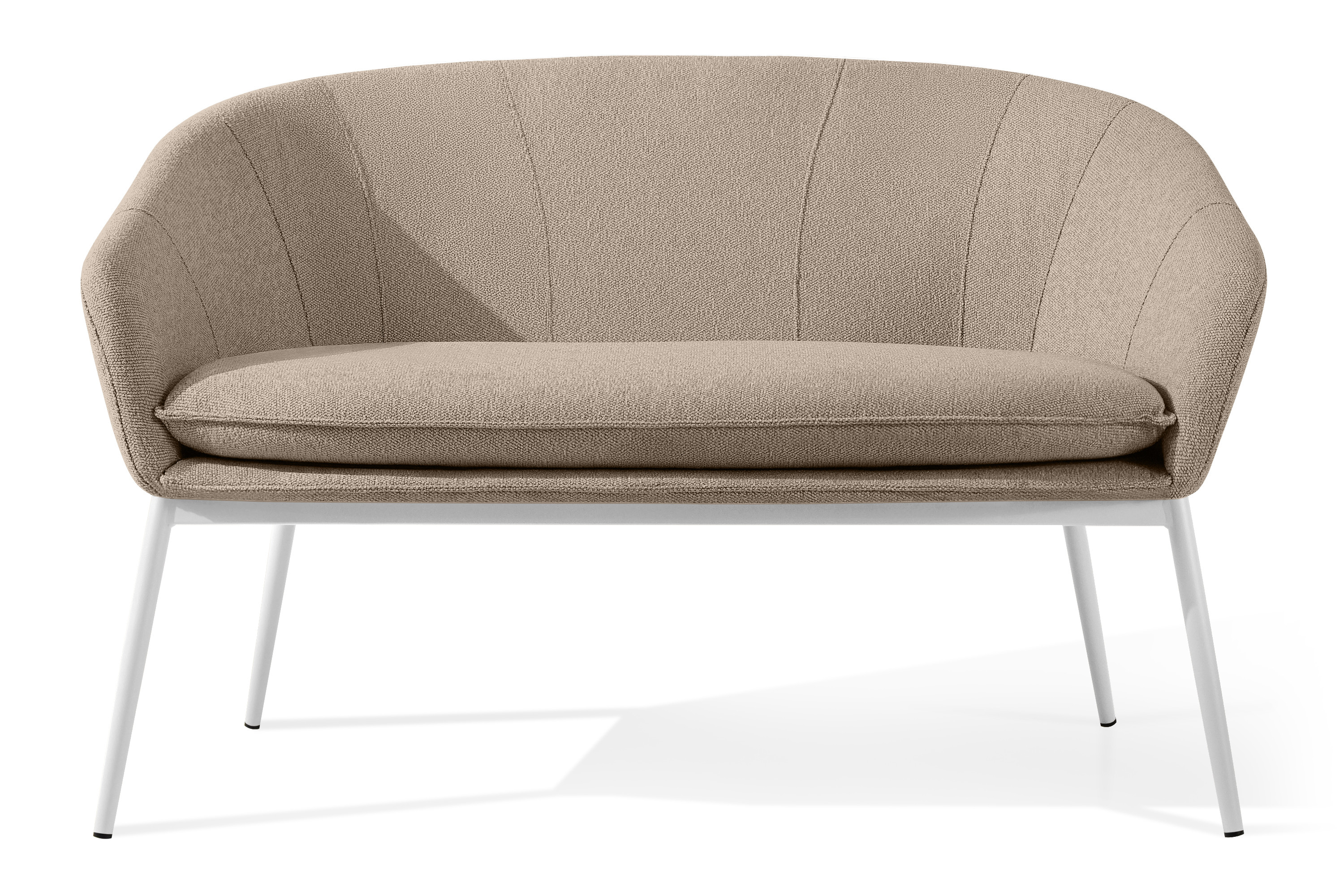KONSIMO SOLIS Sofa tapicerowana wodoodporna jasnobrązowa, białe nóżki