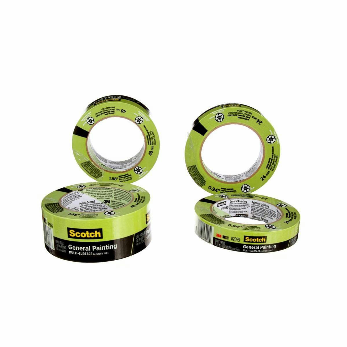 3M Scotch General Painting Multi-Surface Painter's Tape, Green, 1.41-in x 60-yd, 2-pk