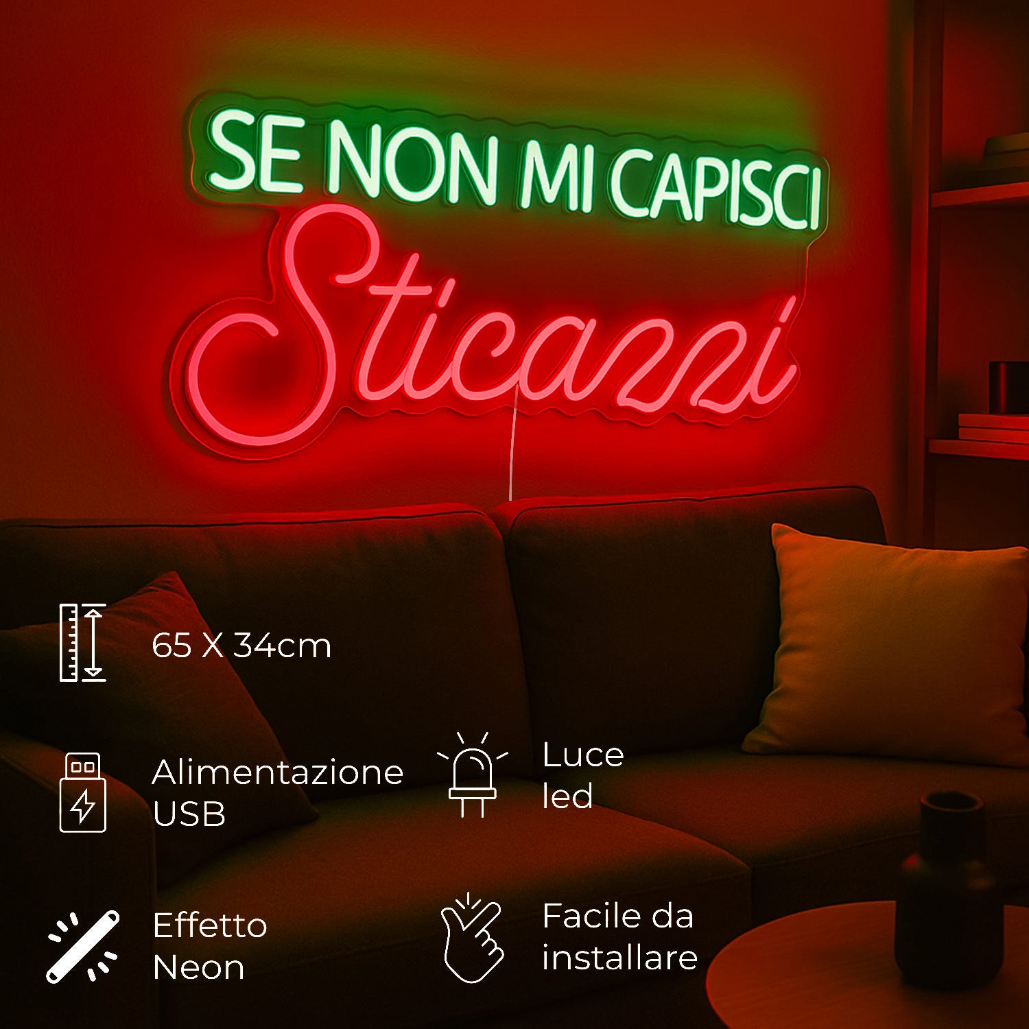 Insegna luminosa Se non mi capisci, da appendere
