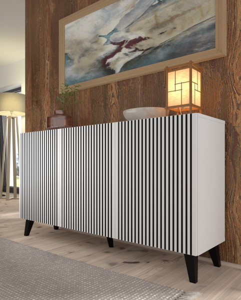 Komoda Ravenna F 150 cm 3D biały / czarny