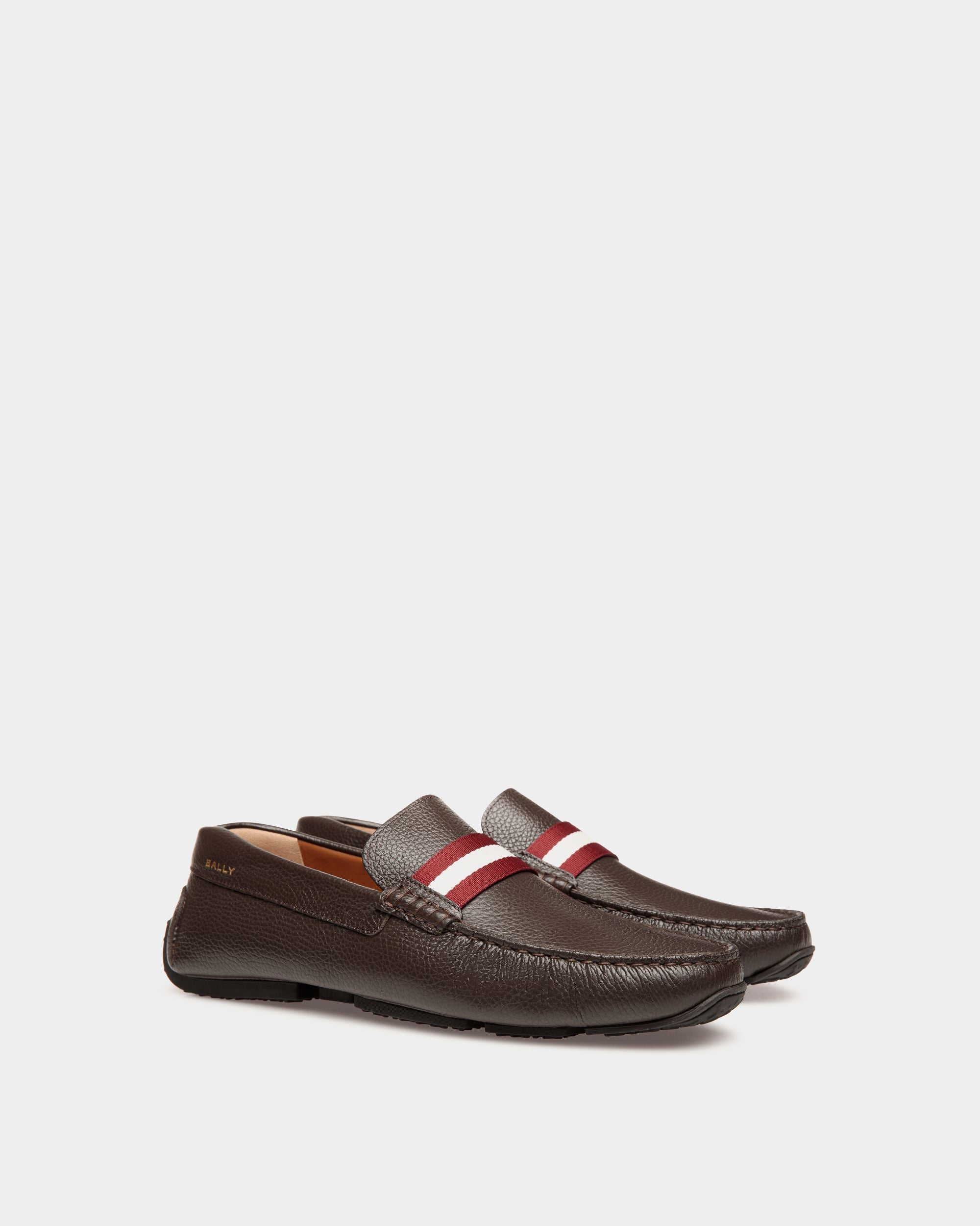 Pilot Driver-Schuh aus genarbtem Leder in Braun