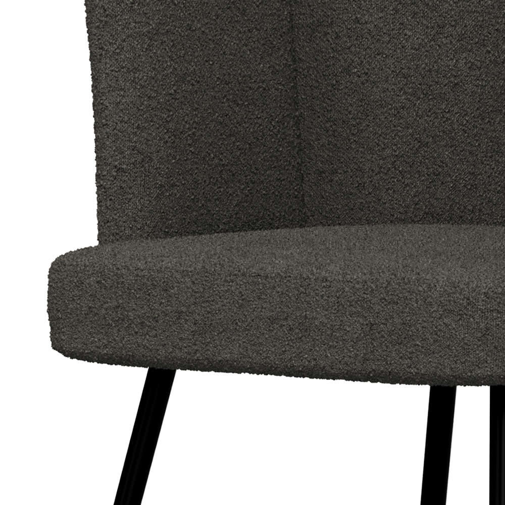 COSETTE - Chaise en tissu bouclé gris foncé et pieds en métal (lot de 2)