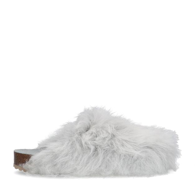 Lichtblauwe fluffy clogs