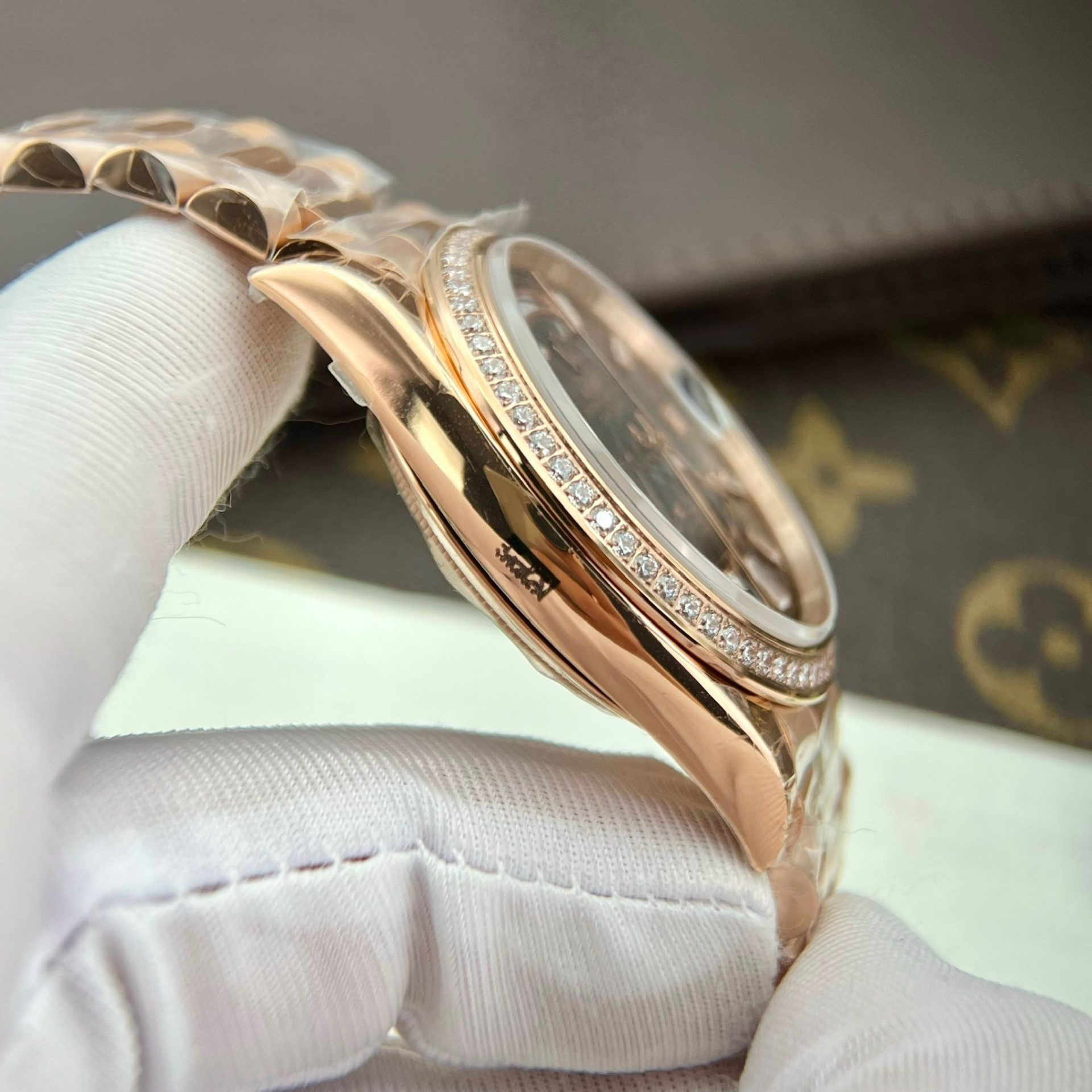 Rolex Day-Date RG Plated Eisenkiesel Dial With Diamonds 40mm Super Clone