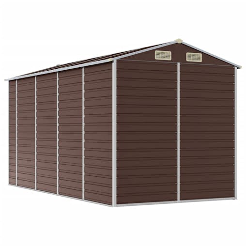 NNEVL Garden Shed Brown 191x385x198 cm Galvanised Steel