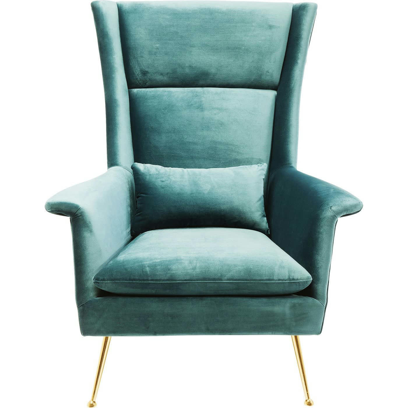 VEGAS FOREVER - Fauteuil en velours bleu-vert et acier doré