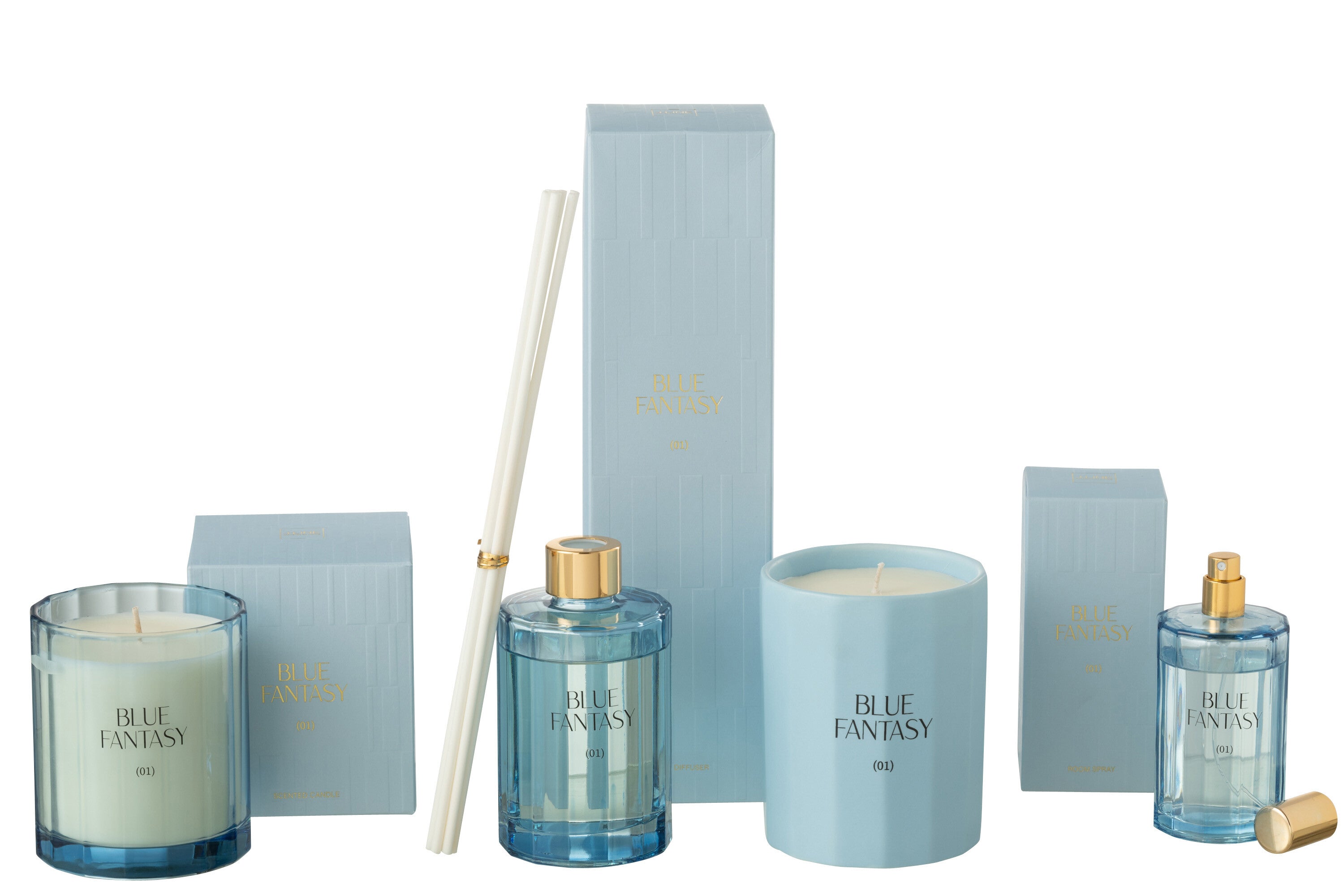 J-Line geurstokjes Blue Fantasy - glas - blauw