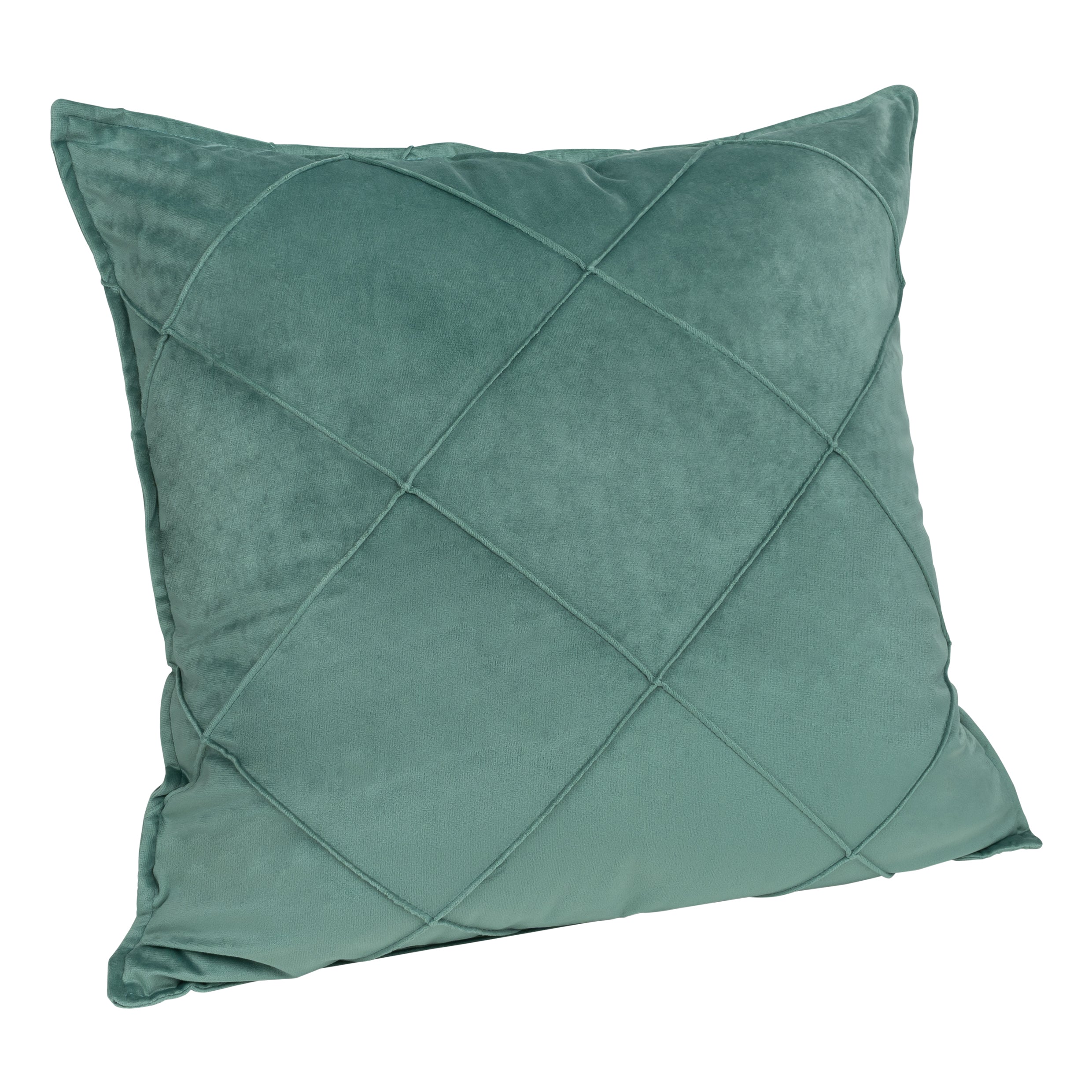 QUVIO Kussenhoes - ruit patroon - 50x50 cm - Fluweel - Groen