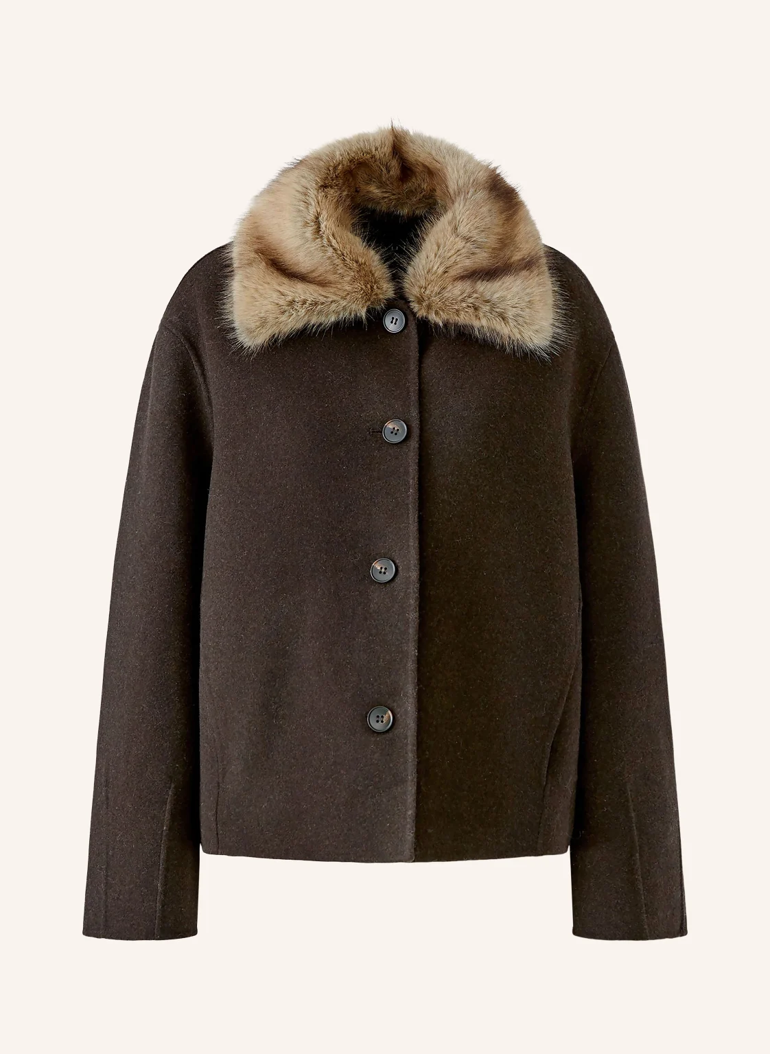 Oui Jacke mit abnehmbarem Kunstfell-Kragen