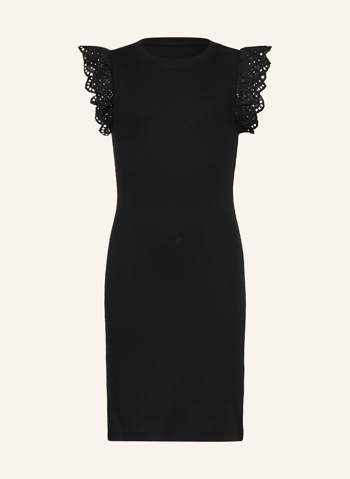 ONLY Jerseykleid mit Lochspitze und Rüschen