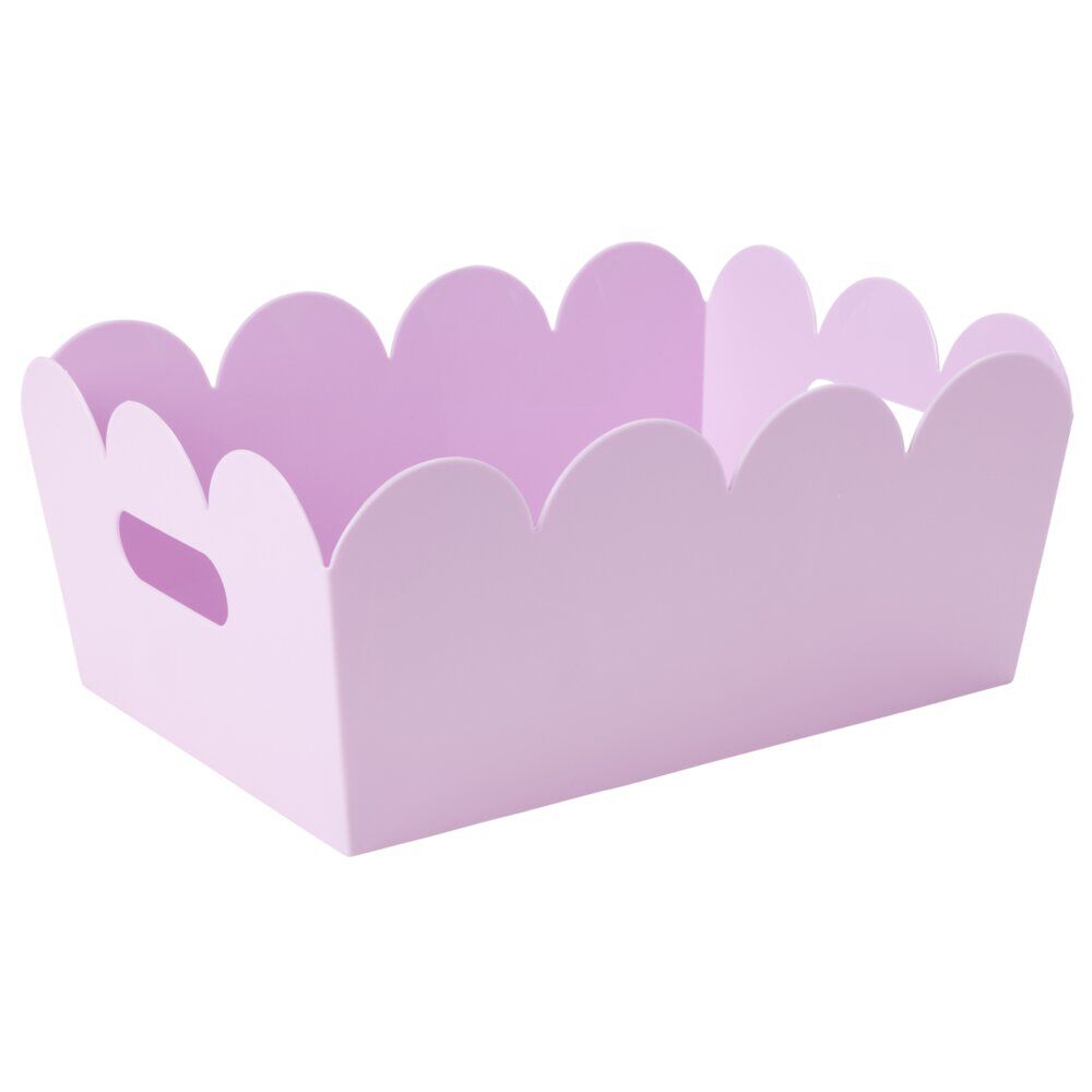 Panière rebord ondulé plastique coloré pastel 34,5x25,5xH14,5cm (3 modèles)