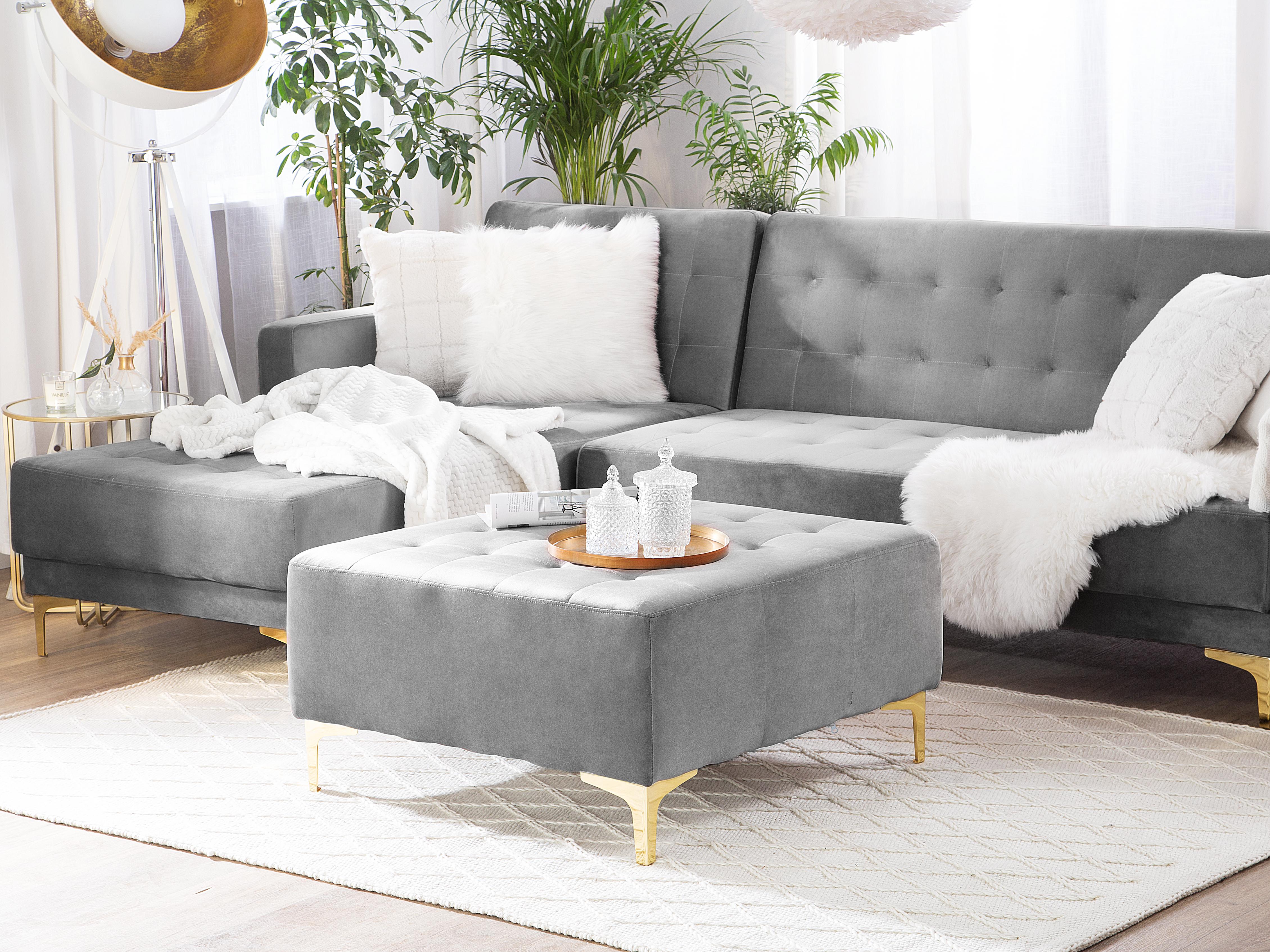 Ottoman ABERDEEN Velvet Grey