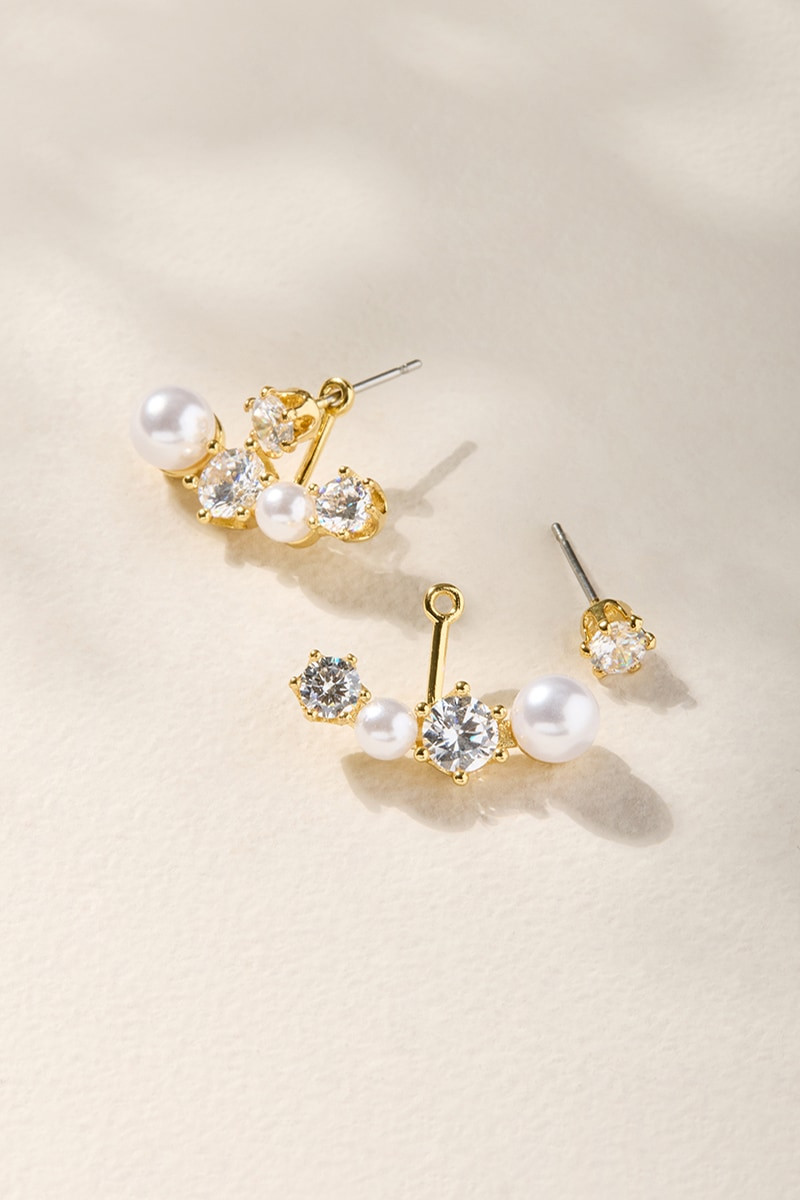 Stacie Pearl and Crystal Stud Earrings