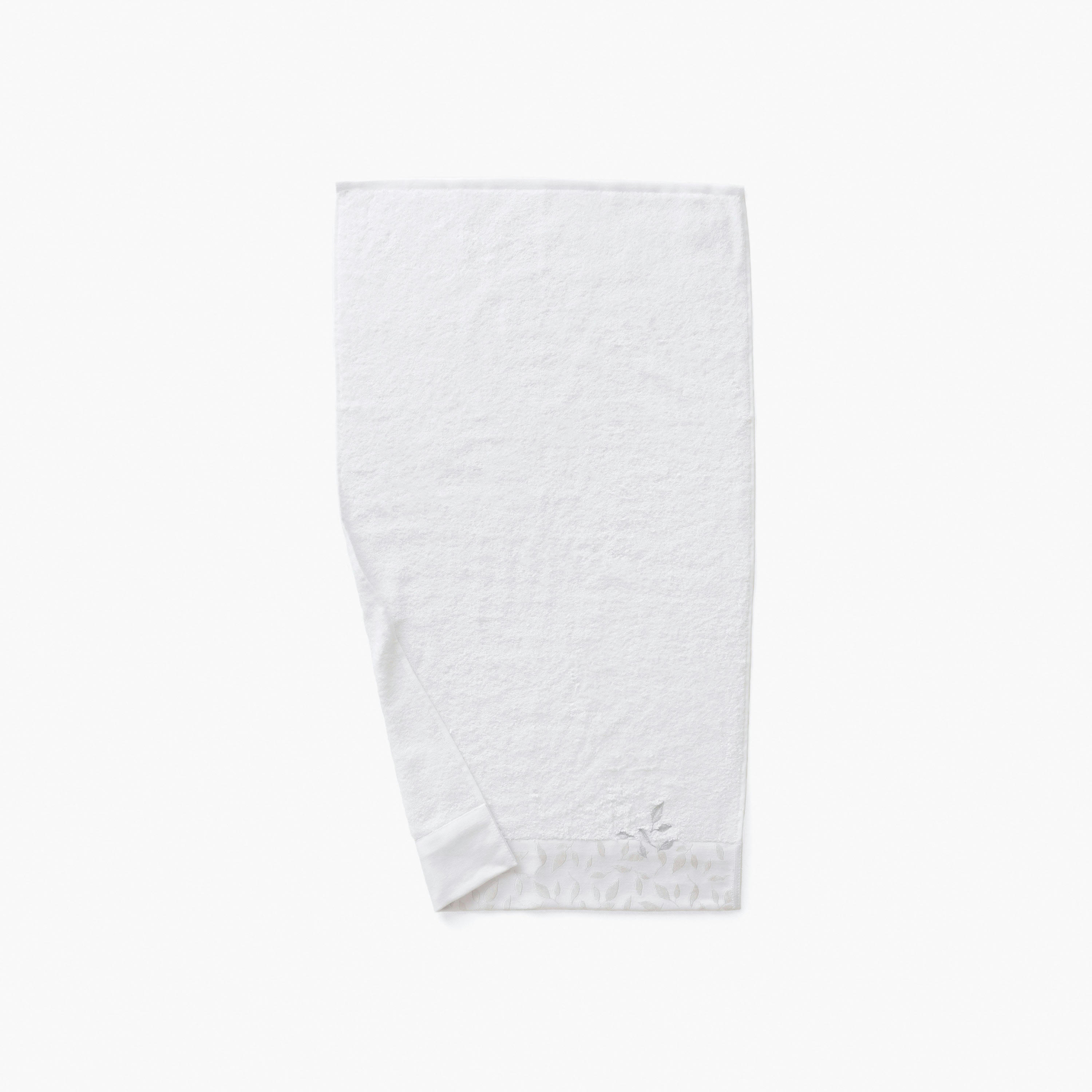 EQUINOXE - Serviette de toilette Neige brodé bouclette jacquard blanc 50x90