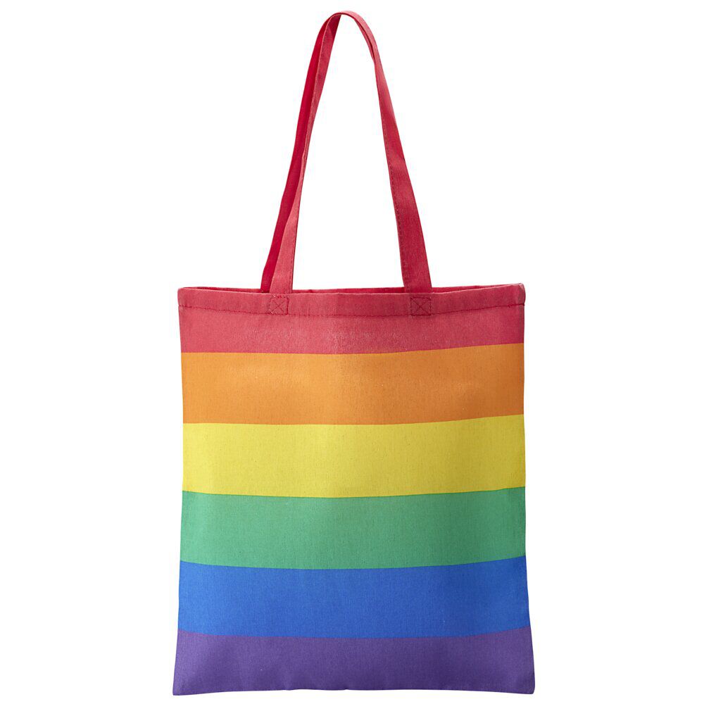 Sac tote bag polycoton 34x39cm imprimé arc-en-ciel