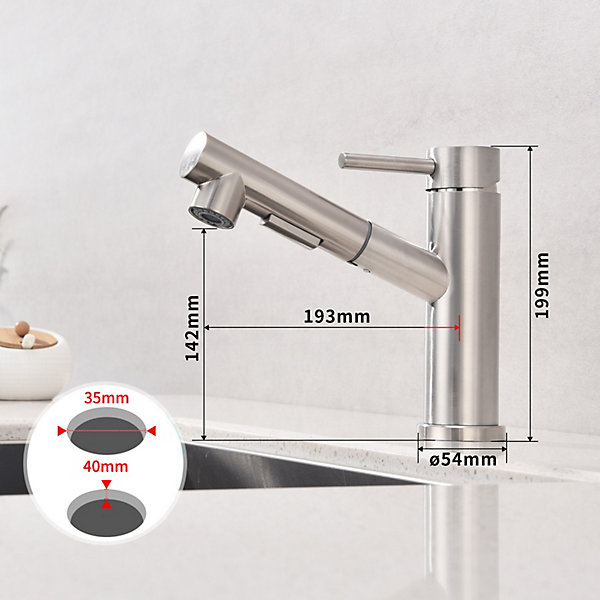 Mitigeur Cuisine avec 2 Modes de Jet Robinet Cuisine avec Douchette Extractible Mitigeur Evier en Inox Brosse Eau Chaude et Froide