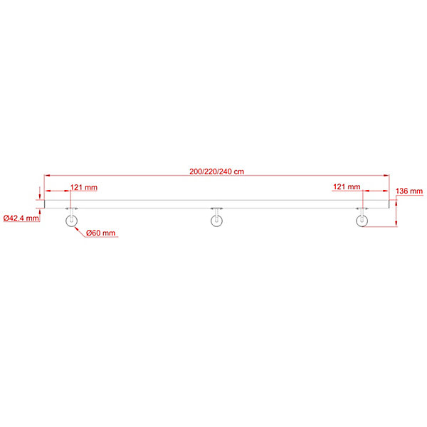 Main courante 200cm, inox 304, Design naturel aspect bois, rampe d'escalier ronde, avec 3 supports muraux, intérieur &extérieur