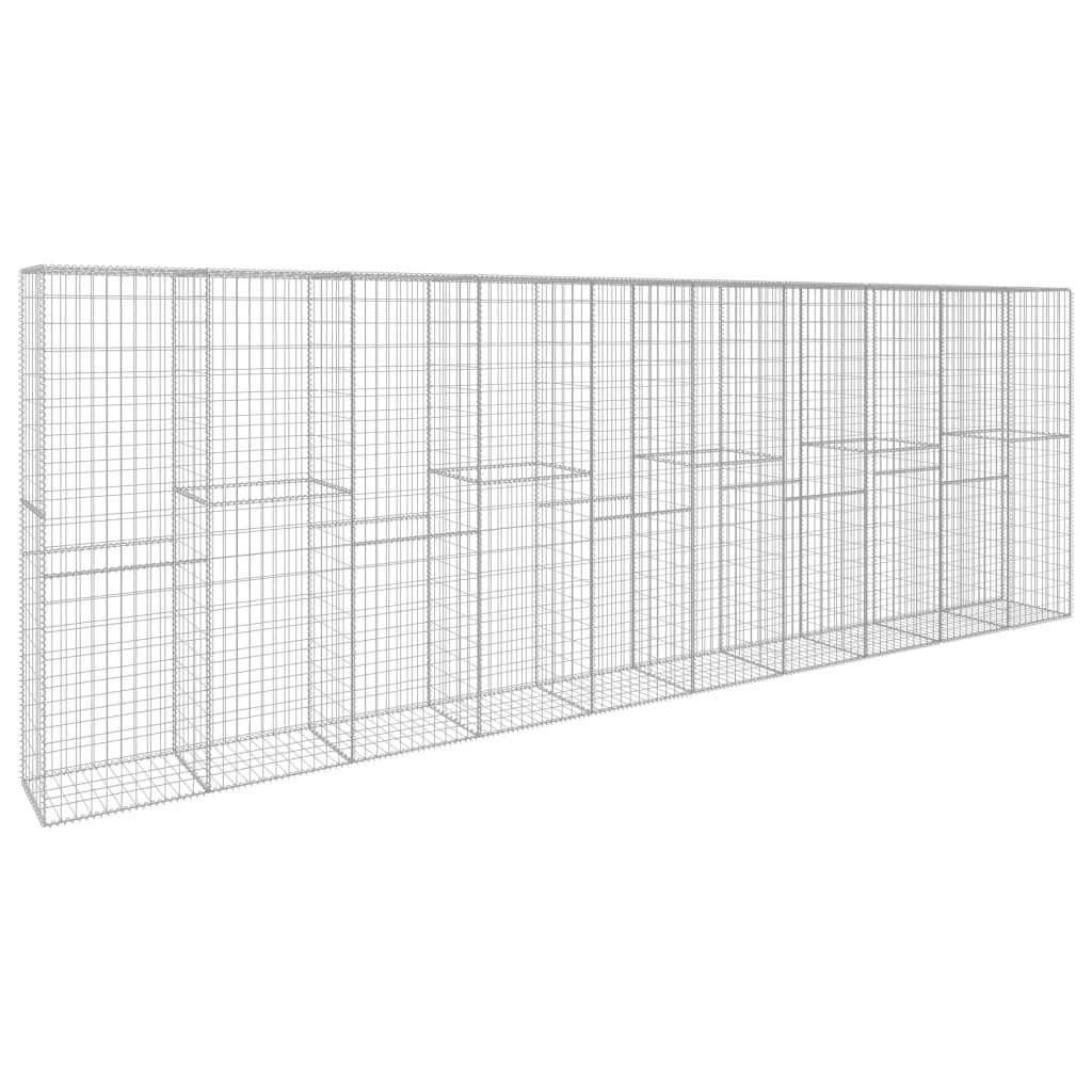 Kosz Gabionowy Ogrodzenie Płot Ściana Gabionowa Stal 600x50x200 cm Srebrny