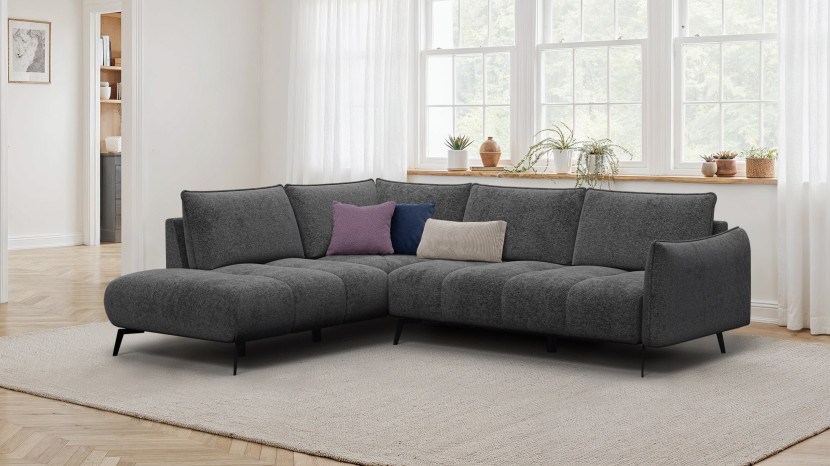 Sofa narożna 5 osobowa lewa AERA, ciemnoszara