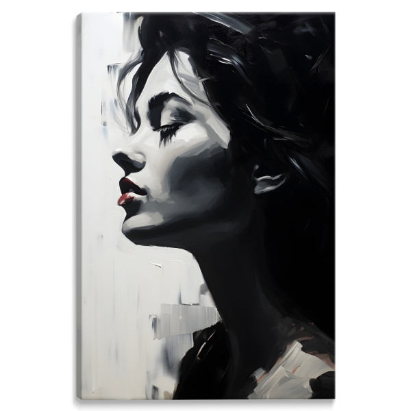 Obraz Canvas Czarno-Biały Profil Młodej Kobiety 20x30cm