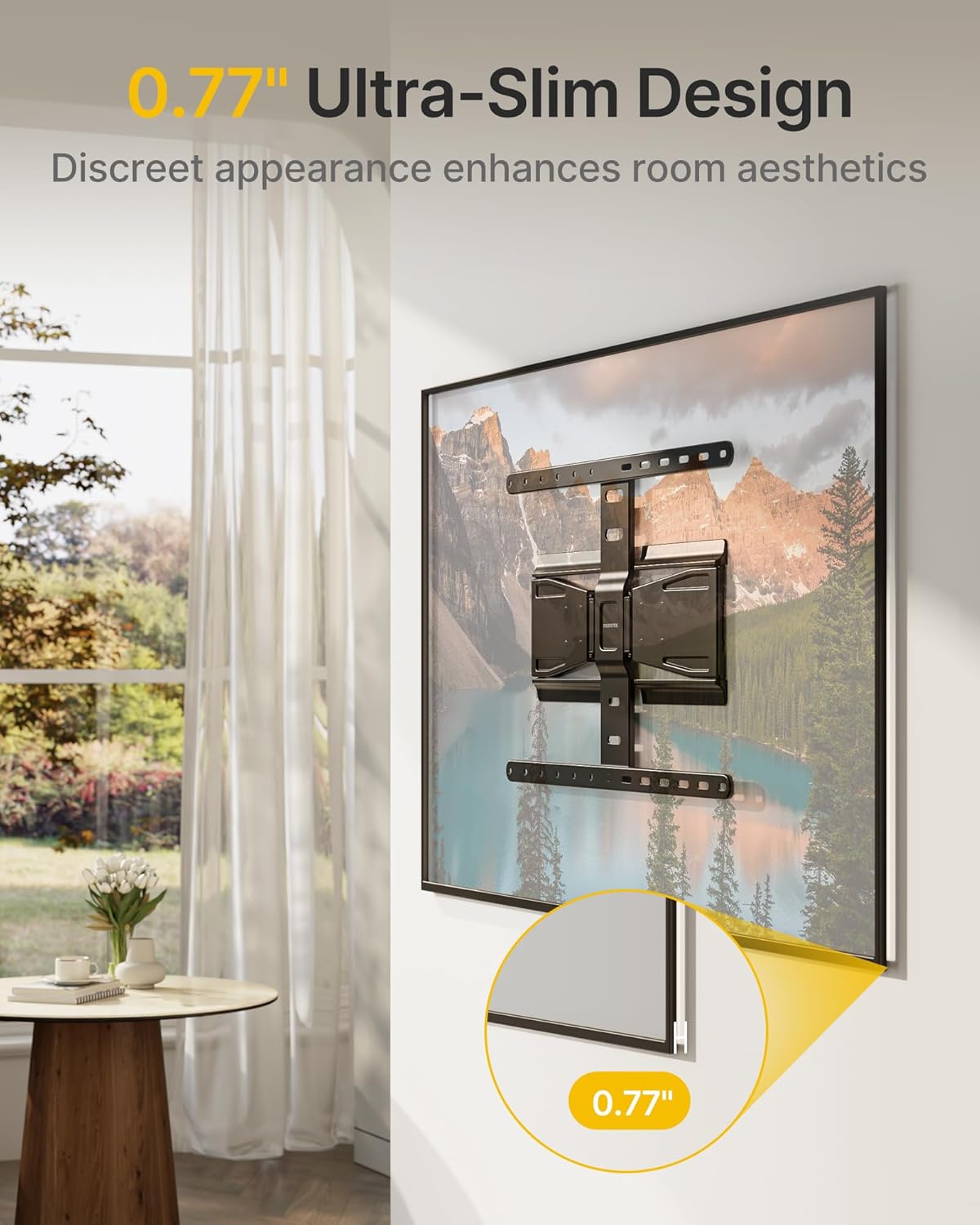 monTEK 0.77 Ultra Slim TV Wall Mount for 43-90 Inch TVs, Swivel & Tilt & Leveling & Extension Wall Mount TV Bracket with Articulating Dual Arms, Low Profile Full Motion tv Mount, 4X Weight Tested