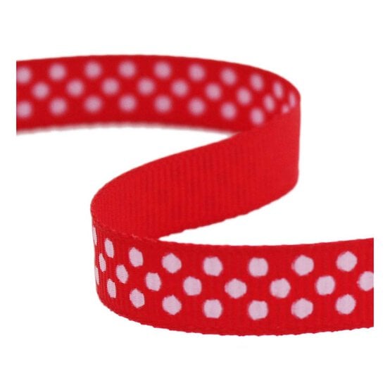 Red Spots Grosgrain Ribbon 9mm x 5m