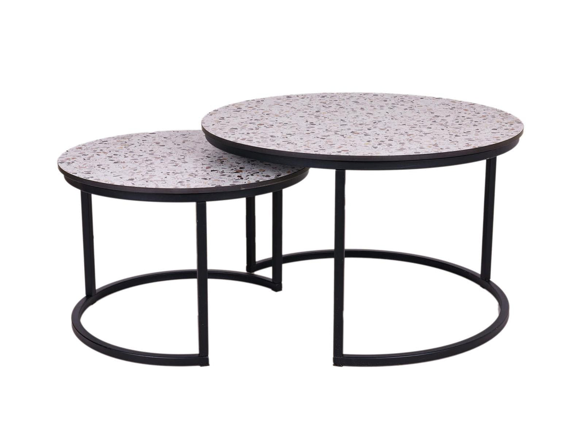 MaximaVida ronde salontafel set Lucca XL 75 en 58 cm - HPL terrazzo look