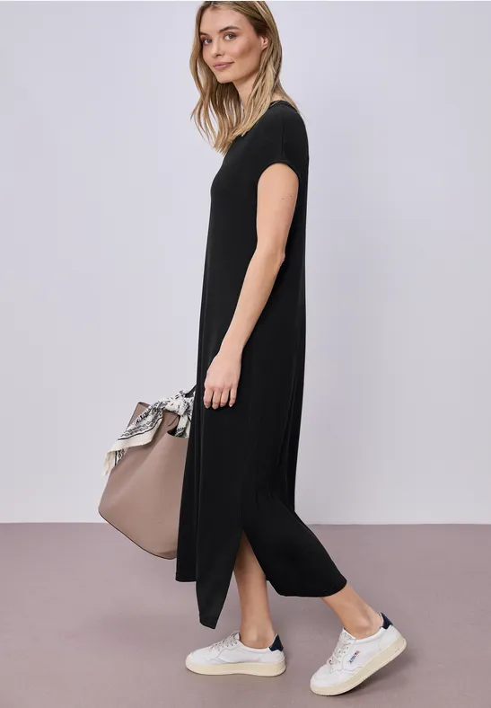 Midi-Kleid mit V-Neck im Strick-Look