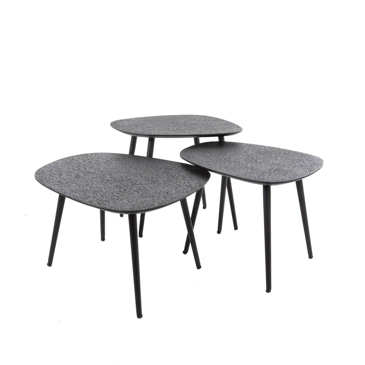 Giga Meubel Salontafel Metallic - Zwart Metaal - Set van 3 - 62x51x36cm