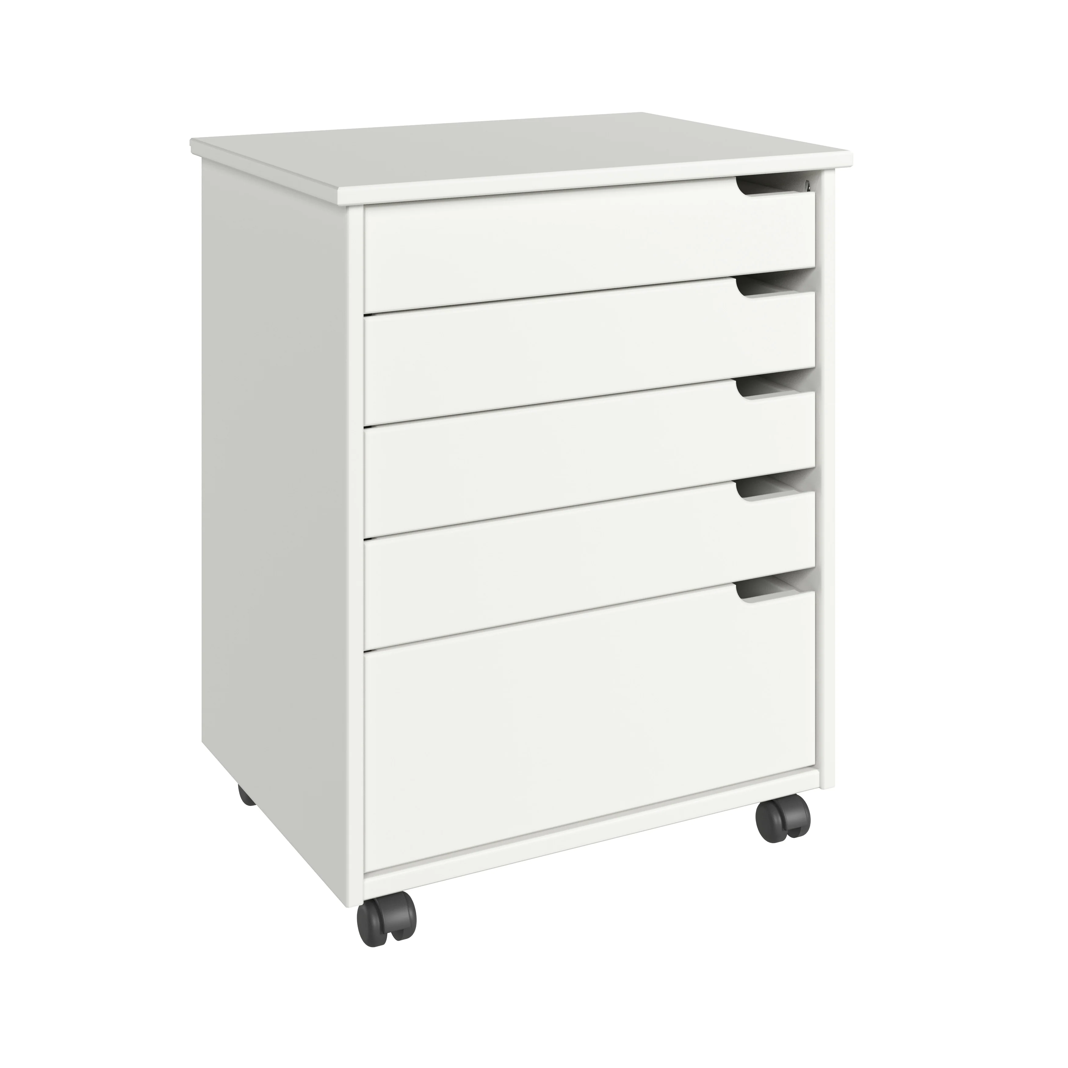 Adeptus Original Euro Roll Cart, Solid Wood, 4+1 Drawer Extra Wide Drawers Roll Carts, White