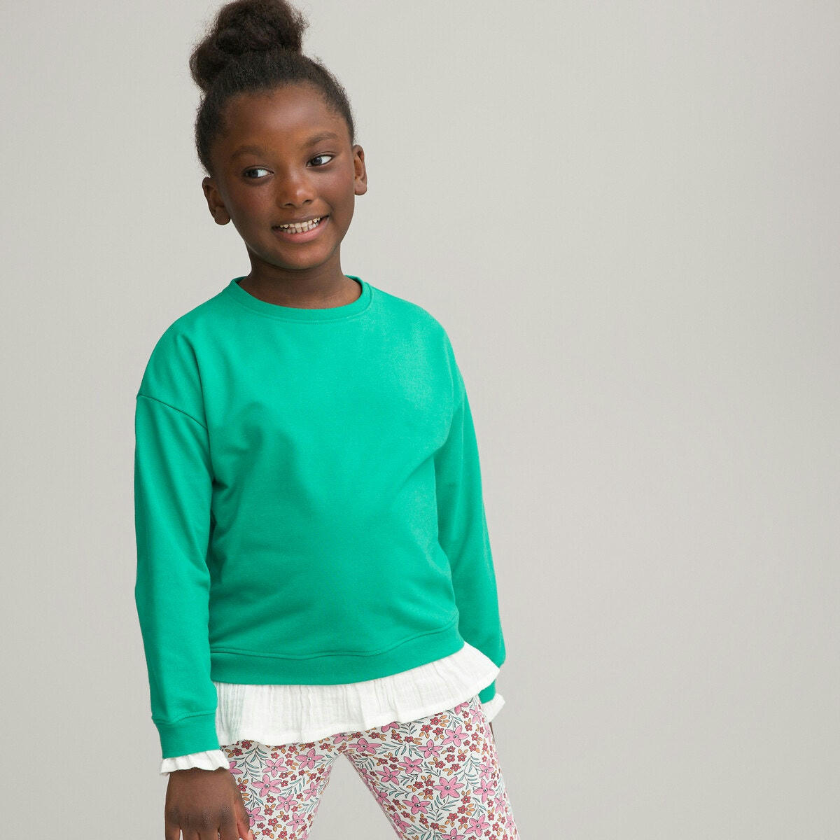 Sweat col rond en molleton effet 2 en 1