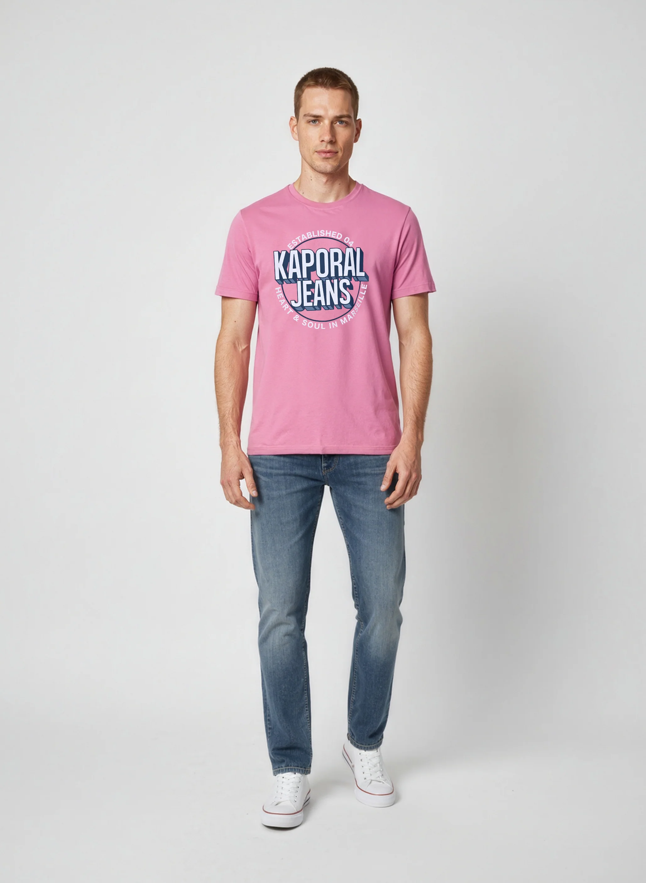 T-shirt manches courtes regular rose coton TYLER