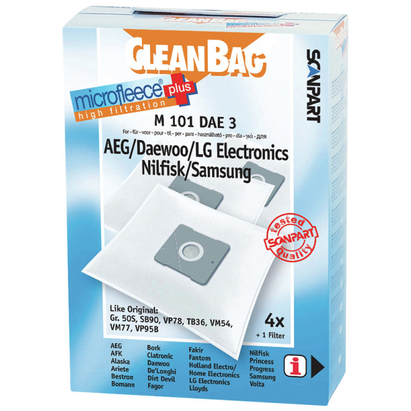 Sac pour aspirateur AEG/Nilfisk/LG M101DAE3 4 pièces