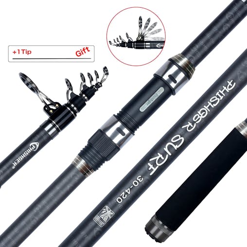 NNEOBA 5.3m Telescopic Surf Spinning Rod 30T Carbon Fiber Black