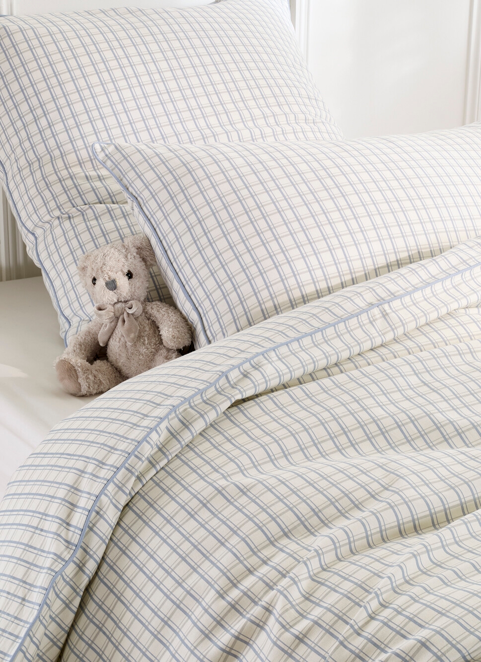 HOUSSE DE COUETTE ENFANT à CARREAUX TARTAN BLEU