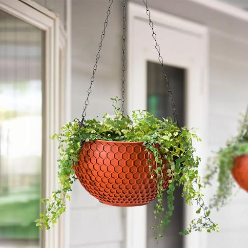 SOGA 16" Red Hanging Planter - Indoor Outdoor Pot with Drainage