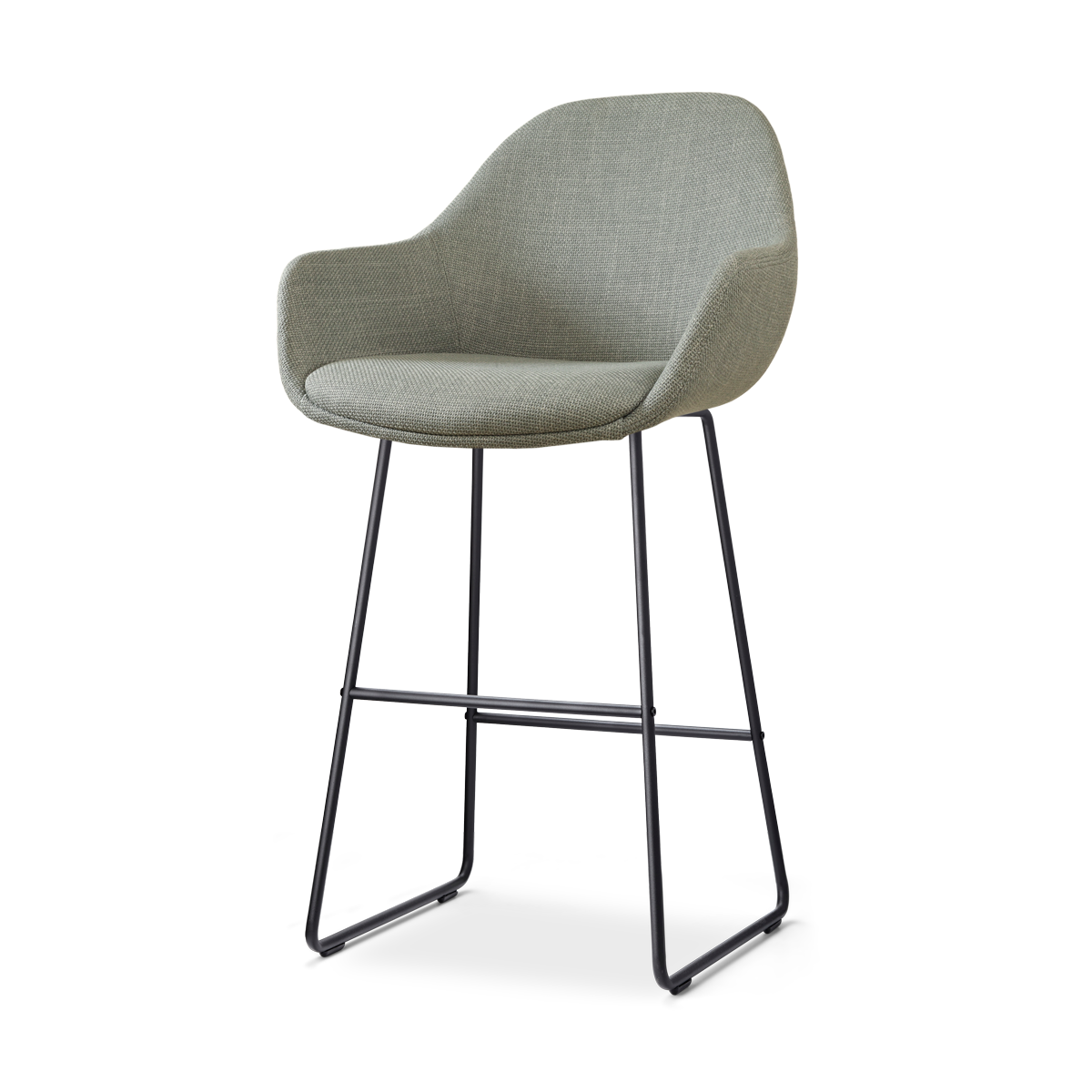 Nolon Nino-Mae Barkruk Saliegroen - met Armleuning - Zwart - 75 cm