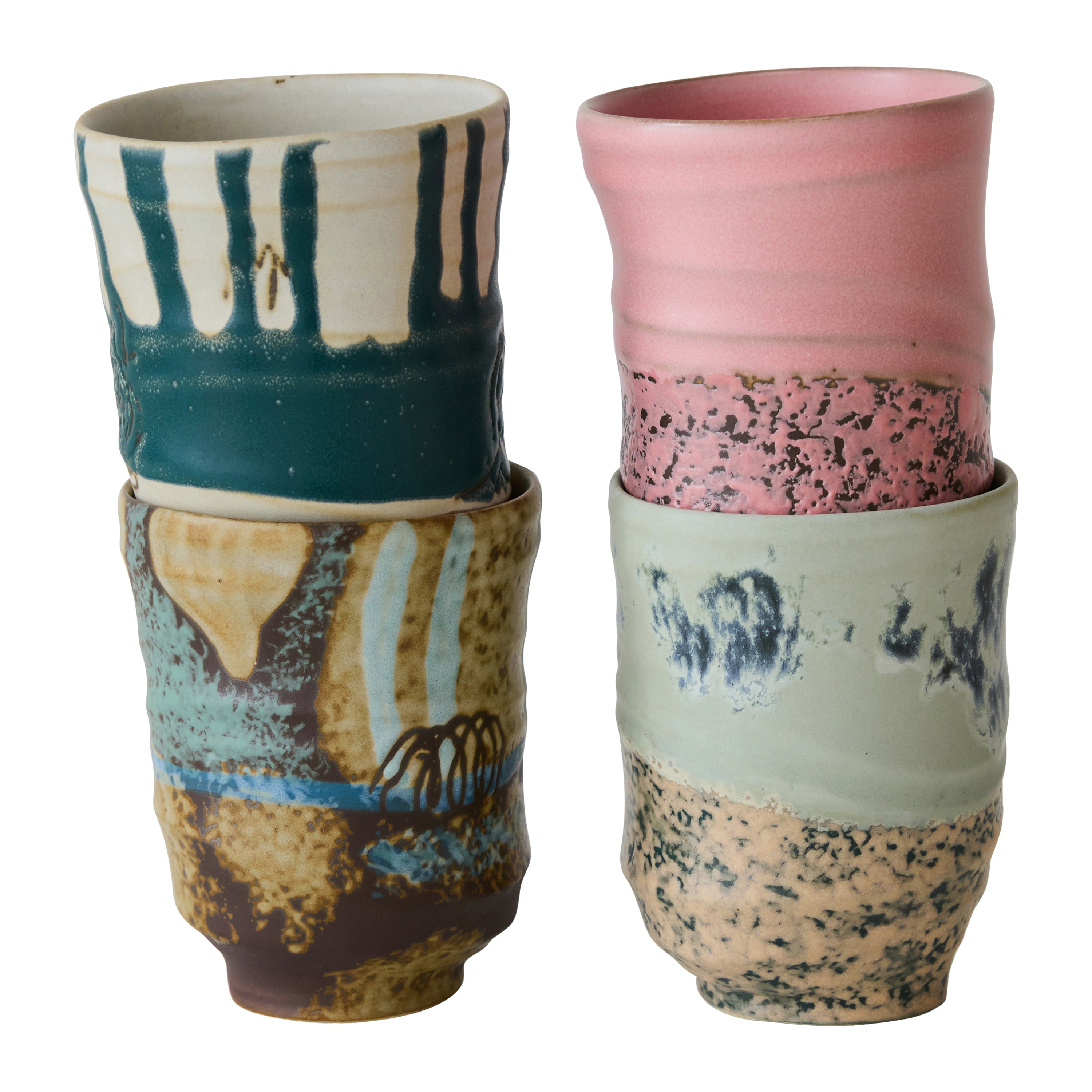 HKliving Artist Ceramics Mokken 0,25 L - Set van 4