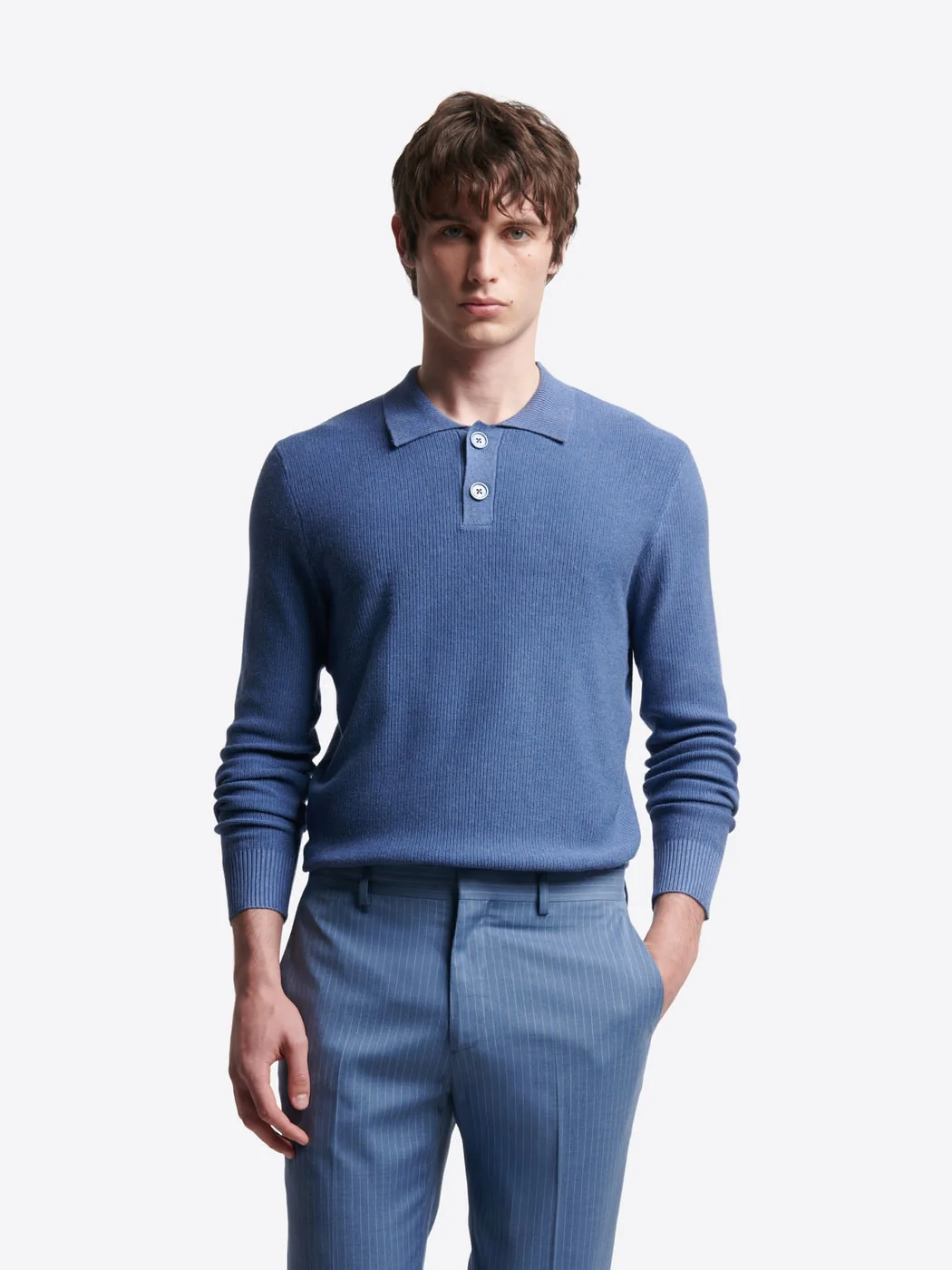 Pull polo col boutonné viscose certifiée