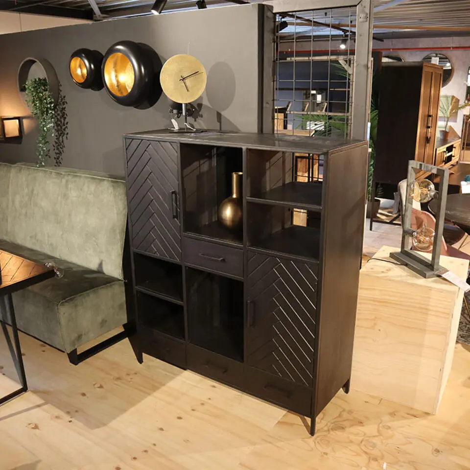 Cavetown Ylva vakkenkast klein visgraat zwart - 45x120x40 cm