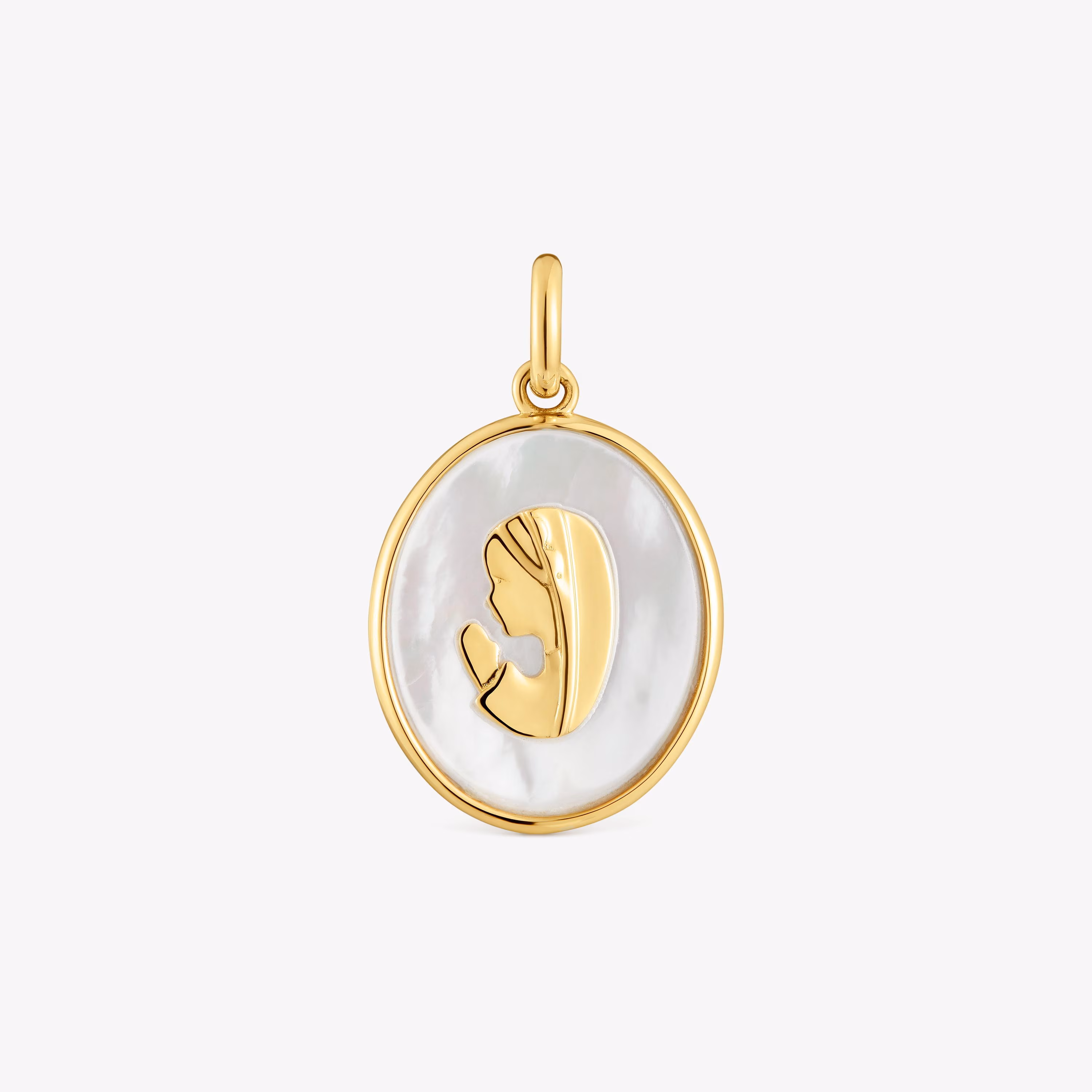 Colgante medalla virgen de oro y nacar Devoción