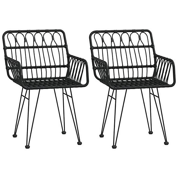 319427 vidaXL Chaises de jardin 2 pcs avec accoudoir Noir 56x64x80 cm