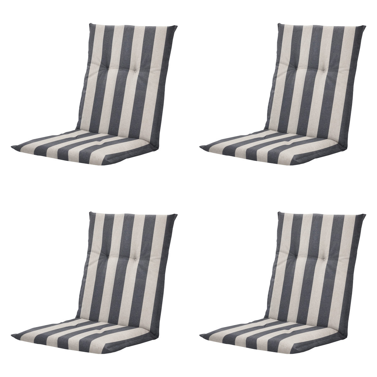 Madison tuinstoelkussen lage rug Amora - grijs - 105x50x6cm - set van 4