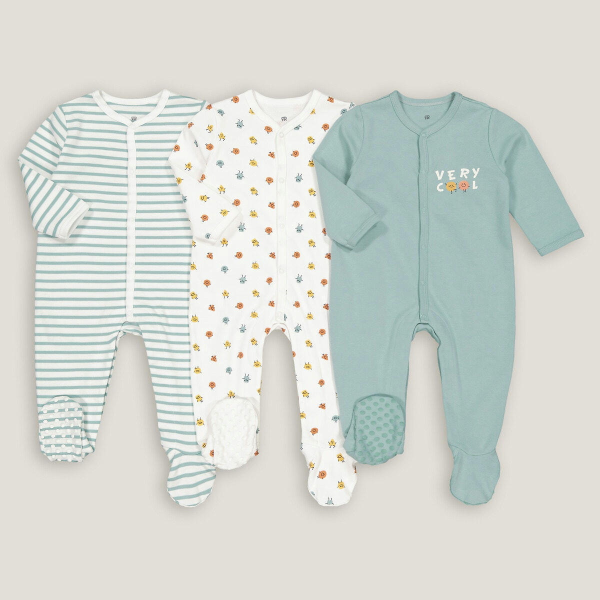 Lot de 3 pyjamas naissance en coton