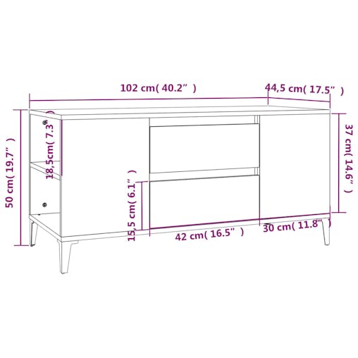 NNEVL TV Cabinet High Gloss White 102x44.5x50 cm Engineered Wood