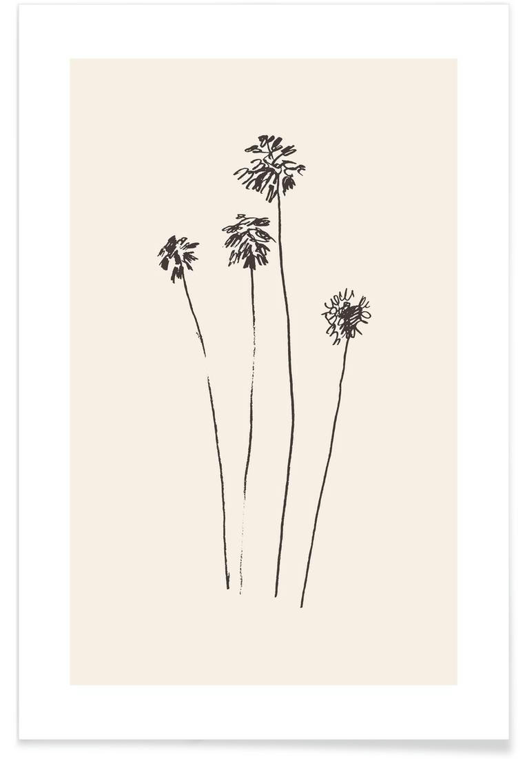 PALM SILHOUETTES - Affiche blanc ivoire & gris