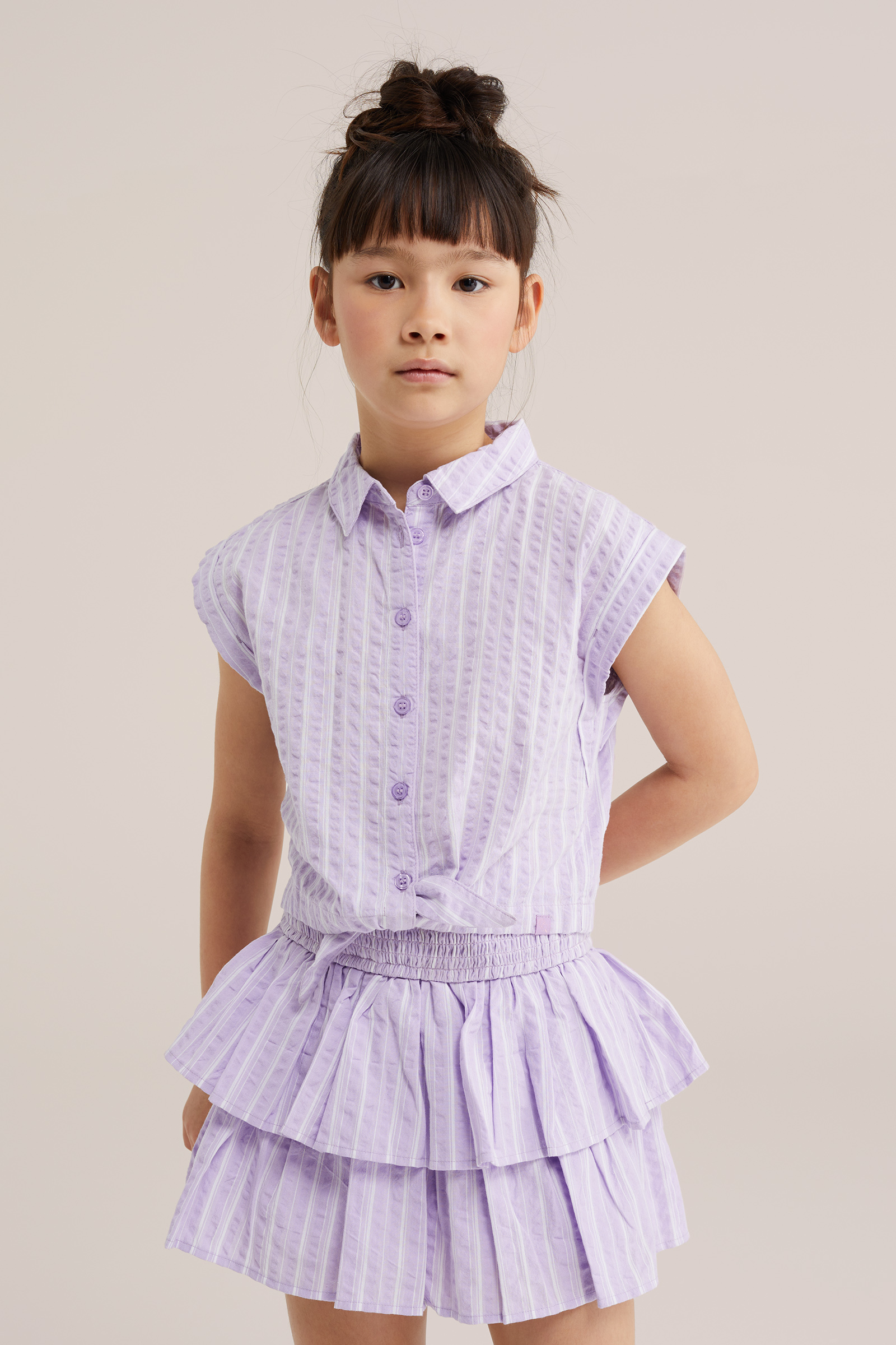 Meisjes seersucker blouse met strepen