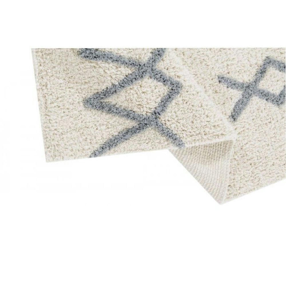 ATLAS NATURAL - Tapis coton lavable vintage bleu 120x160cm